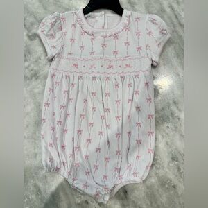 White & Pink Bow-Print Cotton Baby One-Piece Romper